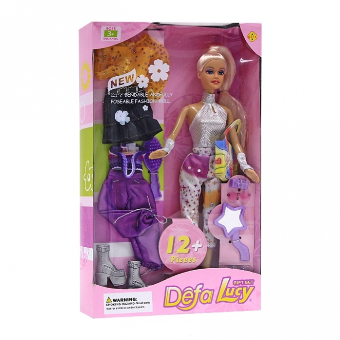 Кукла Defa с нарядами и аксессуарами, 12 предметов, 29 см  